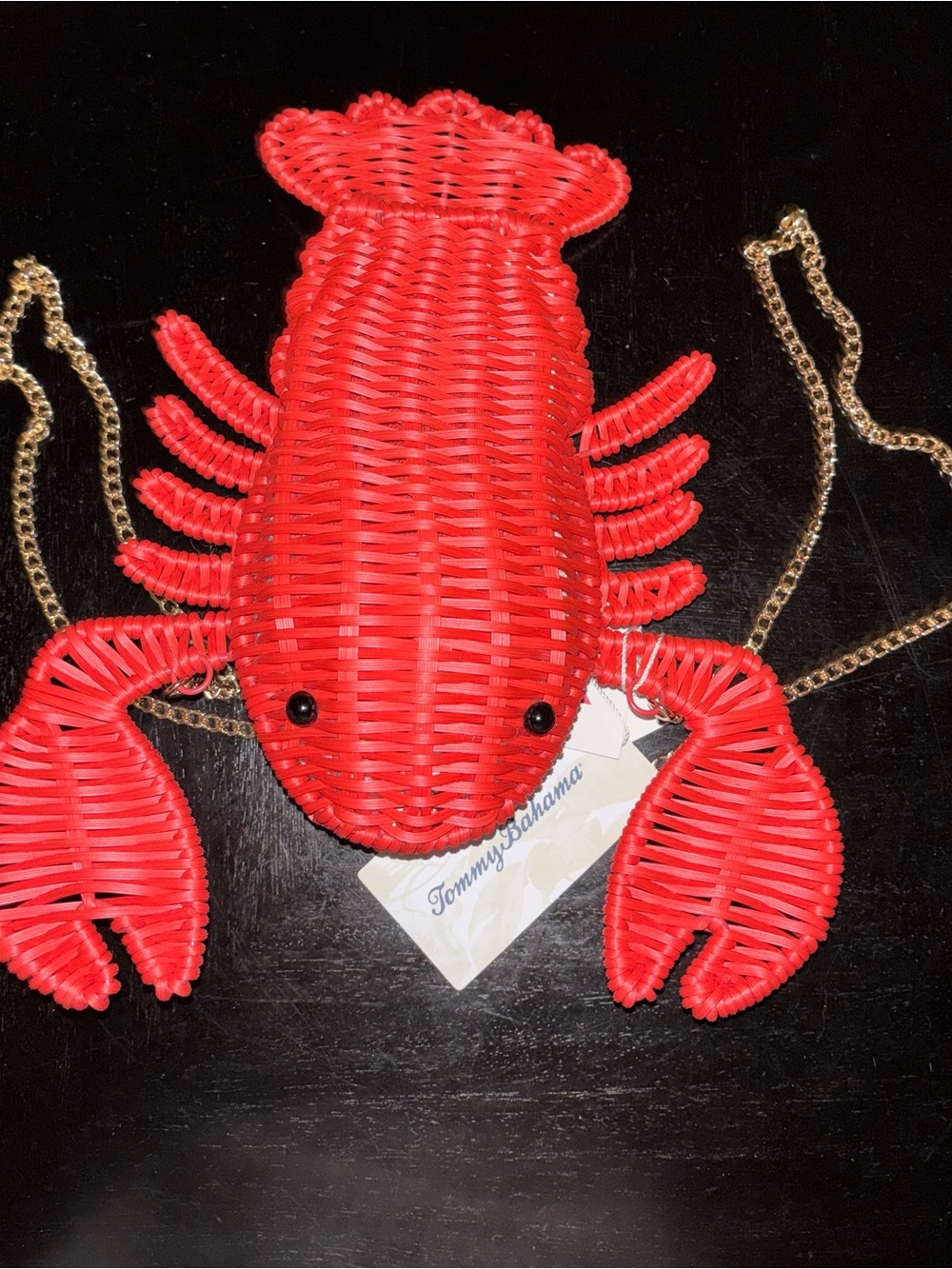 Tommy Bahama Red Woven Lobster Crossbody Bag with Gold Chain